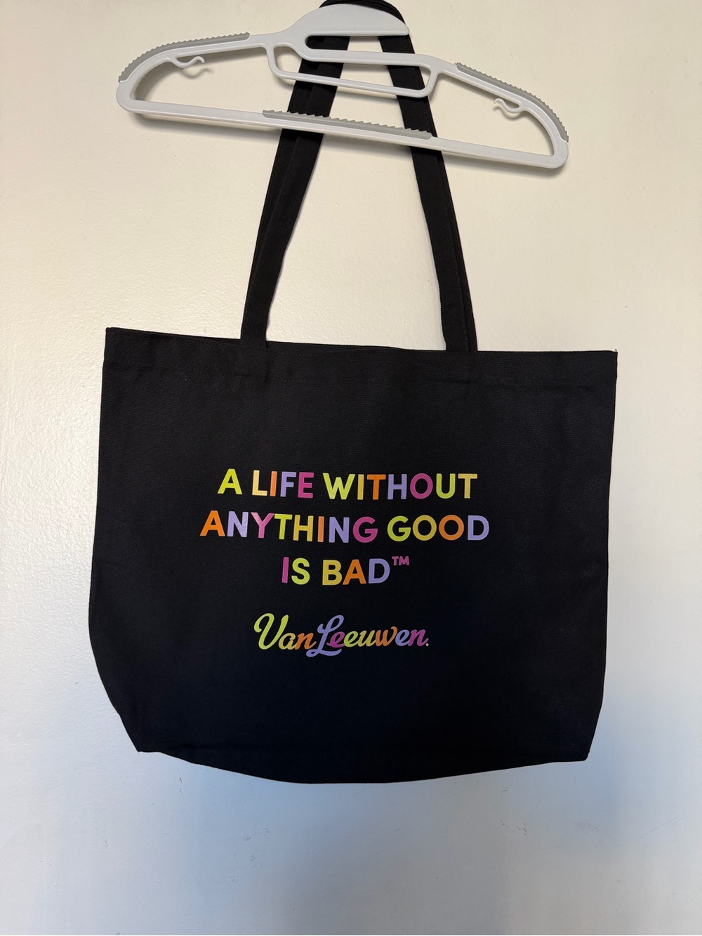 Van Leeuwen Rainbow Logo Canvas Tote Bag Black Reusable Shopper